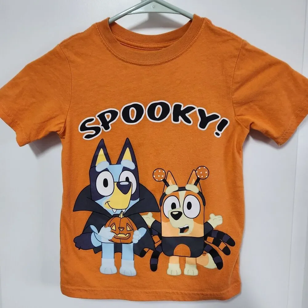 The Children's Place Bluey Bingo Halloween Shirt 4T Orange Spooky Vampire Spider